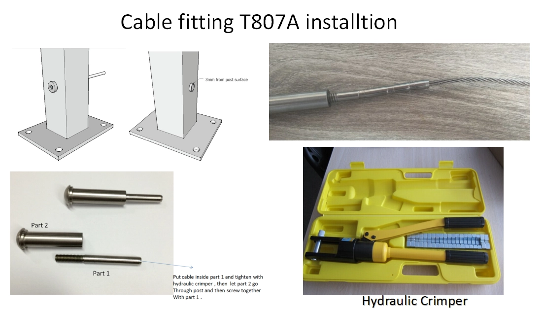 1/8 "Cable 316 Kits de barandilla de cable de acero inoxidable Swage Hands Roscado Tensión Tensión Accesorios finales Hardware de barandilla