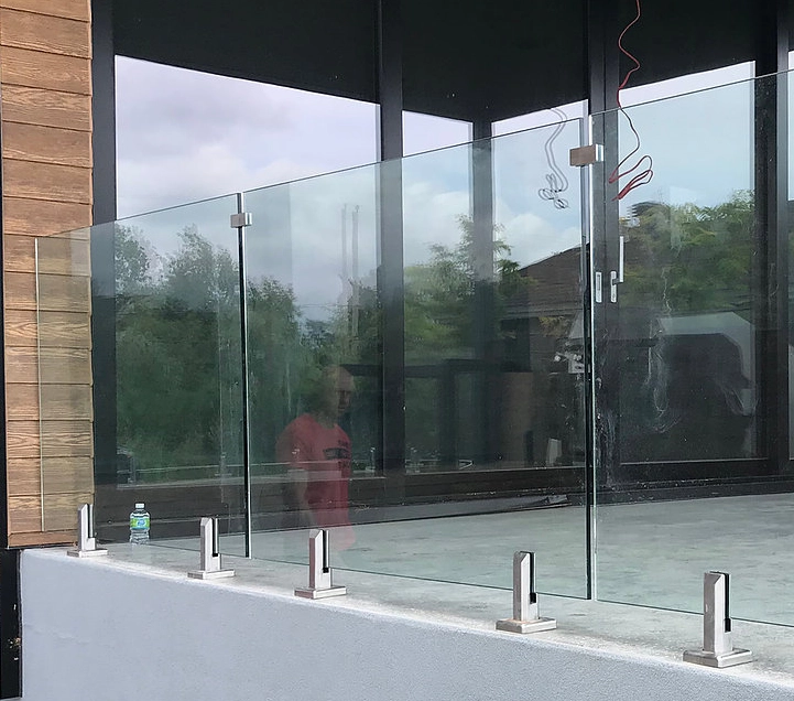 Chrome Double Side Fix Balcony Railing 316 Stainless Steel 180 Degree Glass Clamp