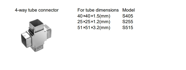 Easy To Assemble Stainless Steel Metal Square Tube Connector Joints Connector Fittings