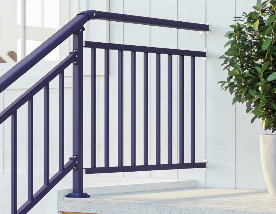 Prix d'usine vente directe en plein air 2-3 étapes pour Kit de main courante en fer forgé noir balustrades et mains courantes de garde-corps d'escalier