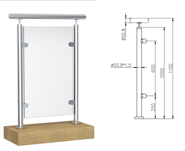 Stainless Steel Balustrade Handrail Post China manufacturer