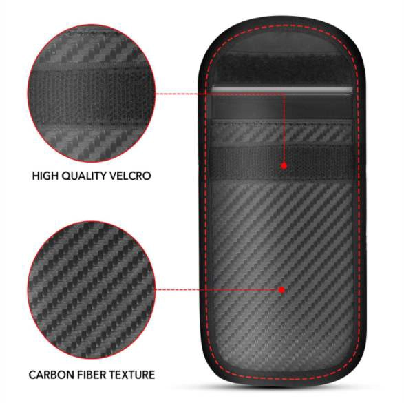 Carbon Fiber Faraday Keyfob RFID Signal Blocking Bag