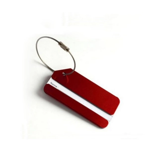 China metal luggage tag with steel loop manufacturer