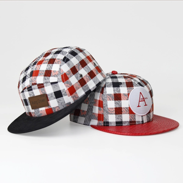 5 panel leather patch snapback hats