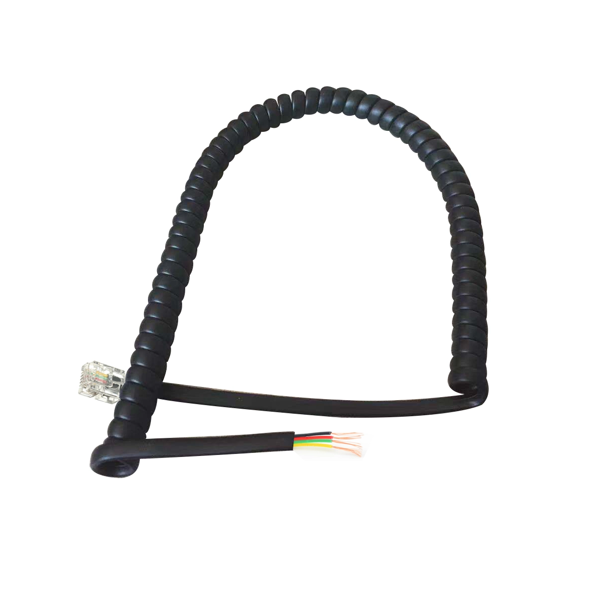 Black,Grey and Custom color RJ9 RJ10 RJ11 RJ12 6P6C telephone hanset curly coiled spiral patch cord cables