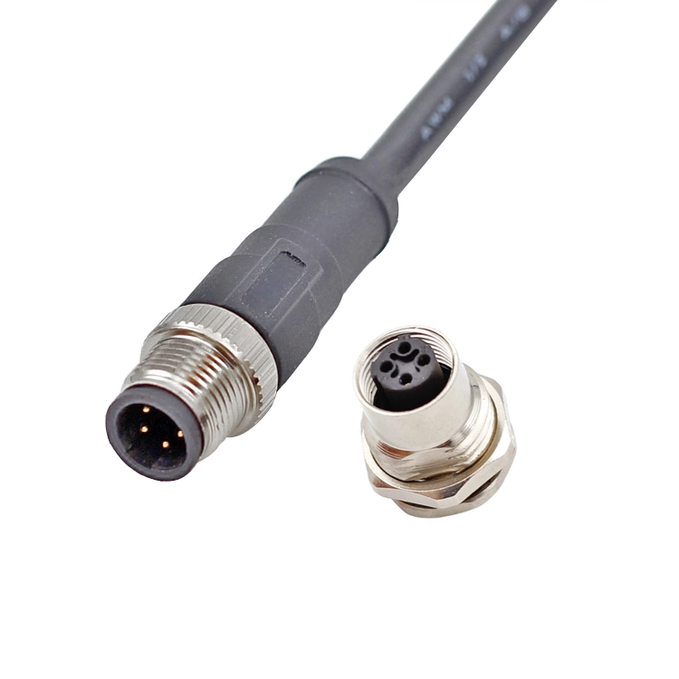 Personalizado 3 4 5 8 12 Pin A B C D Toma de codificación Macho Hembra Circular M12 montaje en panel Conector Cable del sensor