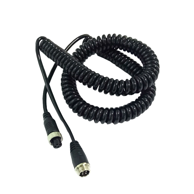 M12 4 pin male spiral cable factory,M12 4 pole female coiled cable manufacturer,M12 4 core spring cable supplier