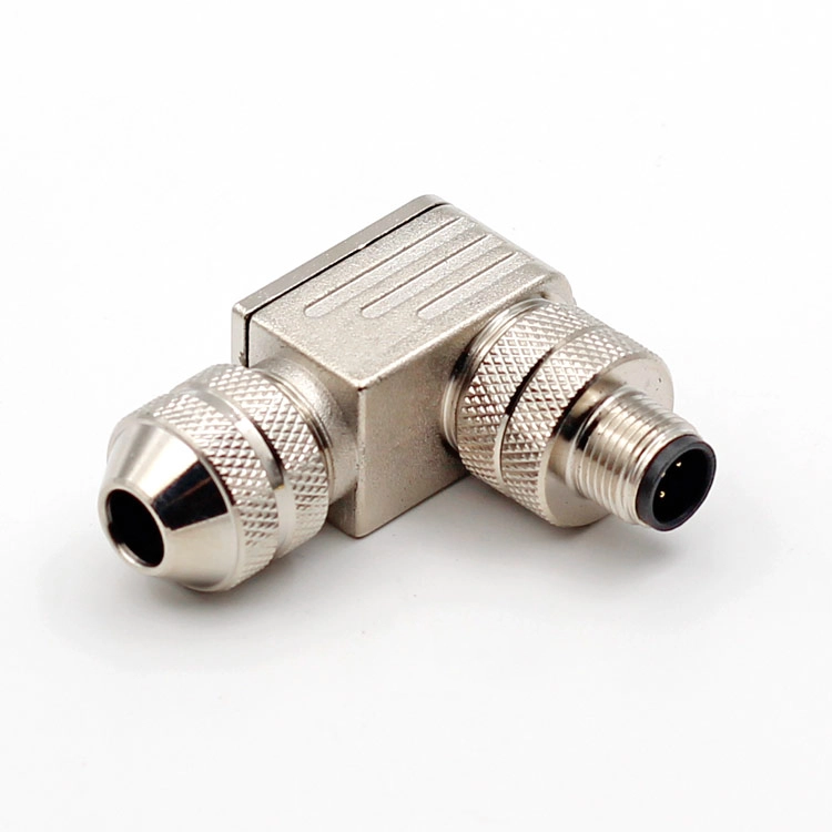 Złącze M12 3 4 5 8 Złącze kątowe z wtyczką metalową 12 pinowe wodoodporne IP67