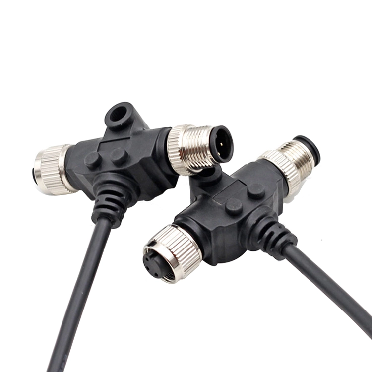 M12 female adapter with cable,M12 T connector, female M12 Splitter cable