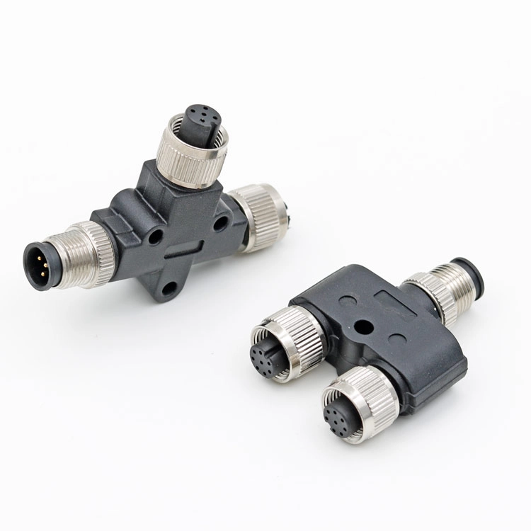 M12 female adapter with cable,M12 T connector, female M12 Splitter cable