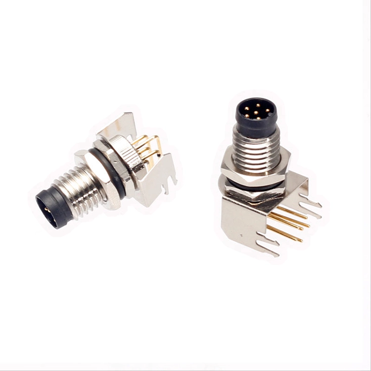 M8 3 4 5 6 Montaggio a pannello a 8 pin Connettore angolare a 90 ° con presa per montaggio su PCB