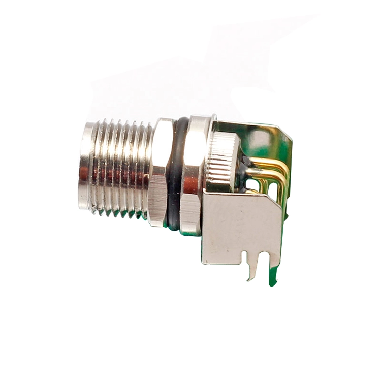 M8 3 4 5 6 Montaggio a pannello a 8 pin Connettore angolare a 90 ° con presa per montaggio su PCB