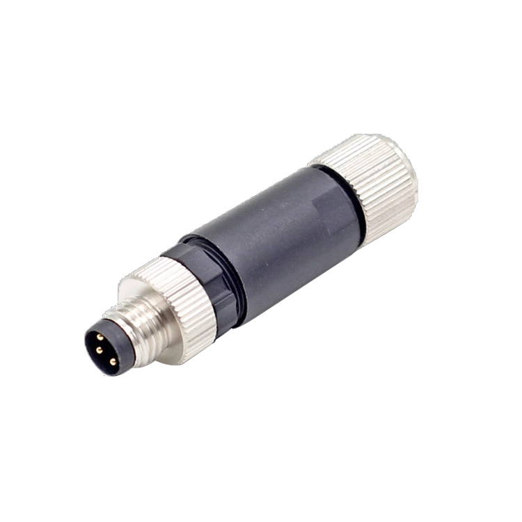 M8 3 pin 4 pin male female assembly connector fix screw type