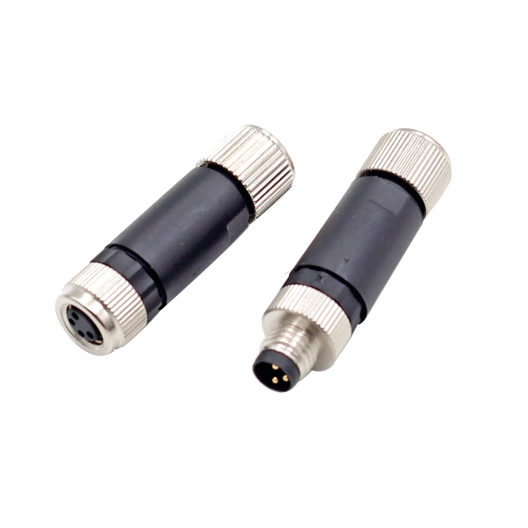 M8 3 pin 4 pin male female assembly connector fix screw type