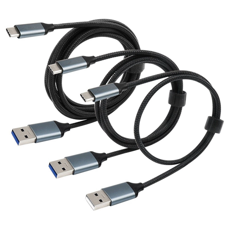 Silver aluminum alloy case USB 3.0 male connector to USB 3.1 c type c cable braid good quality