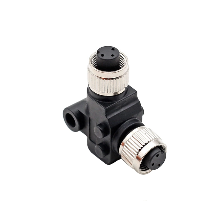 wodoszczelne złącze M12 L, rozgałęźnik M12 L, adapter żeński do żeńskiego M12