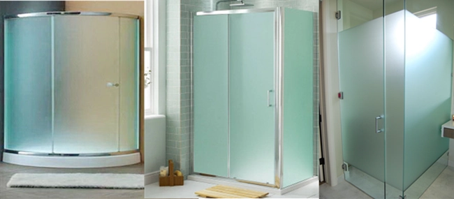 Tempered Acid Etched Glass for shower enclosures