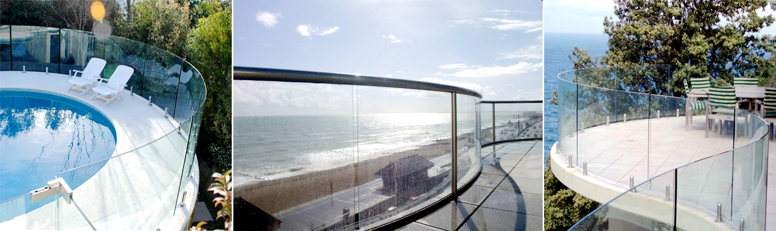 curved tempered glass railling
