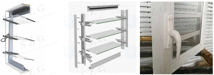 SZG Aluminium Frame and Tempered Glass Louvers Window