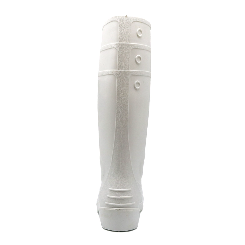 106-4 Anti slip waterproof steel toe mid plate white pvc safety rain boots for food industry