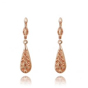 China 18K Rose Gold Hollow Out Fashion Filigree Earrings for Women Christmas Jewelry Gifts manufacturer