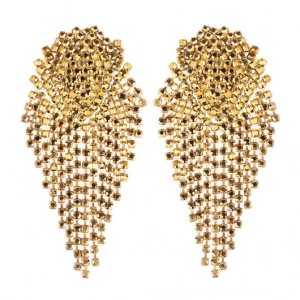 China 2018 Hot Famous-brand Fashion Bead Tassel Earrings Gold Plated Rhinestone Earrings for women Wedding party Jewelry manufacturer