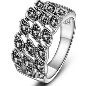 중국 Fashion 925 Silver Jewellery Ring Black Marcasite Ring Manufacturer China 제조업체