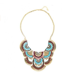 Κίνα New Arrival Womens Vintage Alloy Silver/Gold Necklace Ethnic Tribal Boho Necklace Turquoise Beads Crystal Necklace κατασκευαστής
