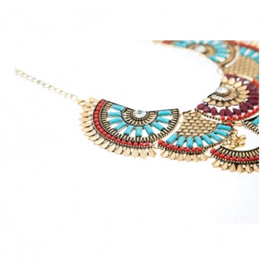 New Arrival Womens Vintage Alloy Silver/Gold Necklace Ethnic Tribal Boho Necklace Turquoise Beads Crystal Necklace