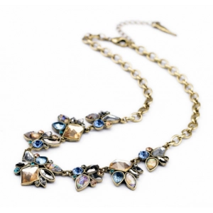 Wholesale Bronze Alloy Colorful Crystal Short Chain Beads Necklace for Woman