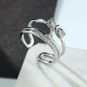 중국 Wholesale copper alloy open love tiny zircon pearl designs double ring for woman 제조업체
