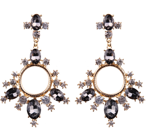2018 European Exaggerated Crystal Circle Women Drop Earring Elegant Earring Jewelry as Gift for ladies