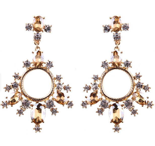 2018 European Exaggerated Crystal Circle Women Drop Earring Elegant Earring Jewelry as Gift for ladies