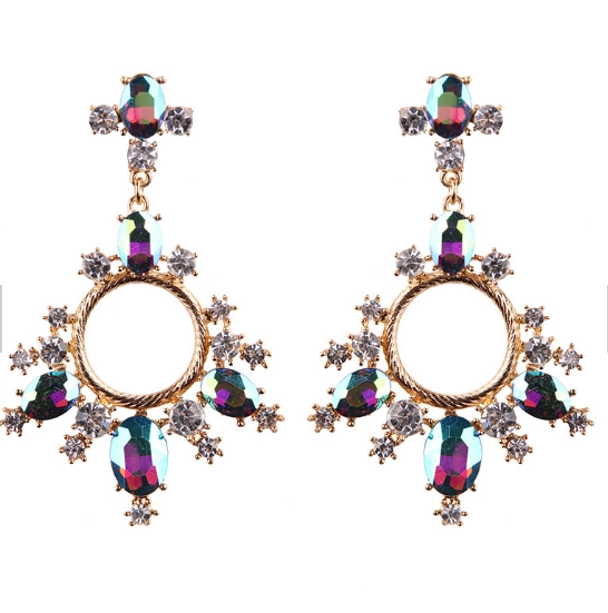 2018 European Exaggerated Crystal Circle Women Drop Earring Elegant Earring Jewelry as Gift for ladies