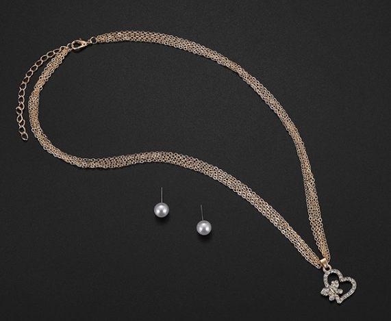 2018 fashion jewelry,gold plated earring and long chains necklace pearls necklace sets jewelry supplier