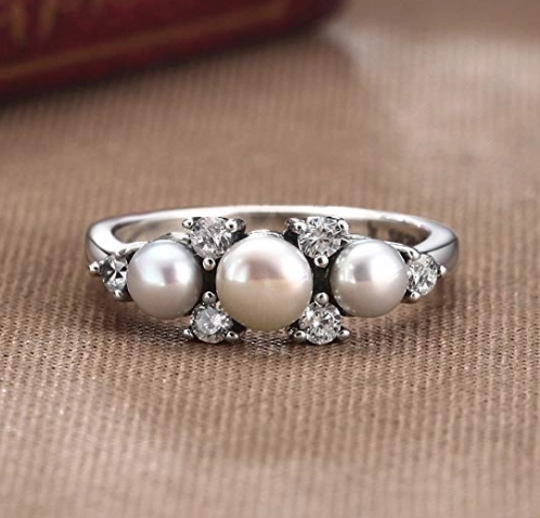 925 Sterling Silver Gorgeous Love Freshwater Pearl Ring for Women Wedding Jewelry Manufacturer