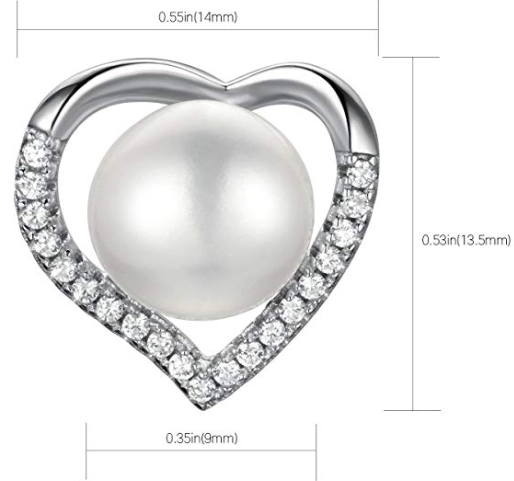 925 Sterling Silver Heart shaped Earrings with Diamonds and Pearls for Woman
