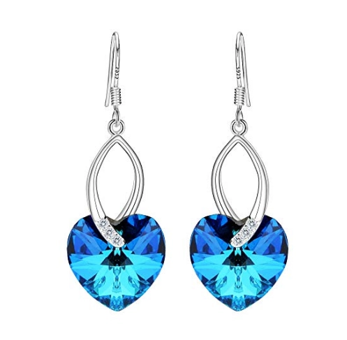 925 Sterling Silver Love Heart French Hook Dangle Earrings Birthday Anniversary Gifts for Women Mom Wife
