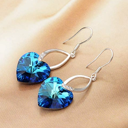 925 Sterling Silver Love Heart French Hook Dangle Earrings Birthday Anniversary Gifts for Women Mom Wife