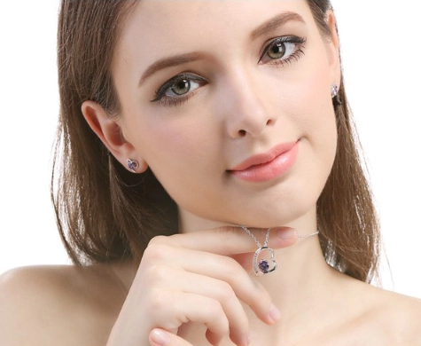 925 sterling silver wedding heart zircon wholesale women jewelry set supplier china