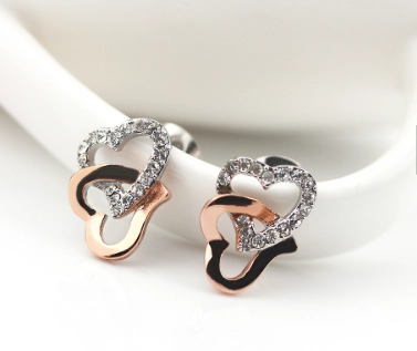 Custom logo rose gold heart jewelry Stainless steel fashion bridal jewelry sets supplier