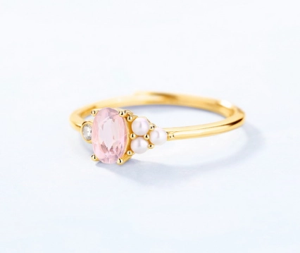 China Dainty petite white gold topaz pearl jewelry sterling silver cluster ring manufacturer oem manufacturer