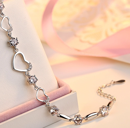 Elegant 925 Silver High Polish Bracelet for Woman Christmas Gift