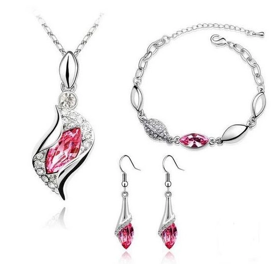 Fashion Lady Drop Crystal Rhinestone Jewelry Set Wholesale in China