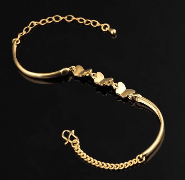 Fashionable Jewelry Copper 18k Gold Color Plain Bracelet Manufacturer China