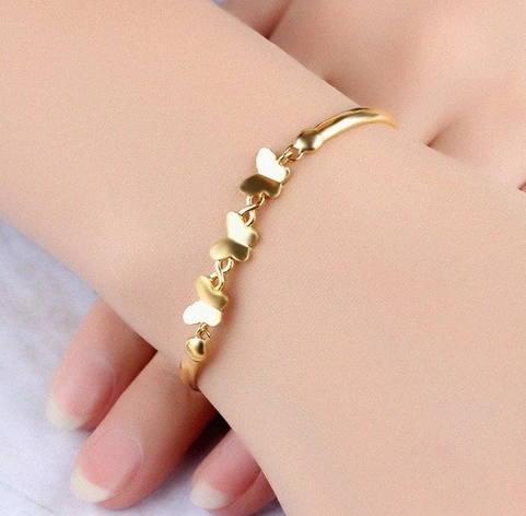Fashionable Jewelry Copper 18k Gold Color Plain Bracelet Manufacturer China