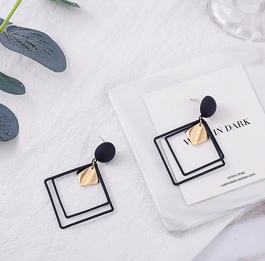 High Polish Stainless Steel Stud Earrings Geometric Shape