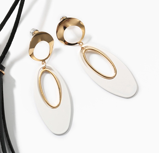 High Quality Gold Plating Zinc Alloy Elliptic Earrings for Woman