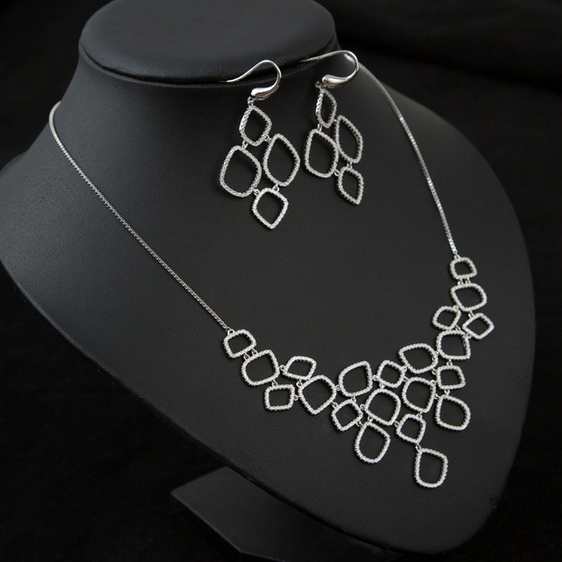 Hollow Design CZ Stone Jewelry set Wedding Necklace and Earring Set Manufacturer