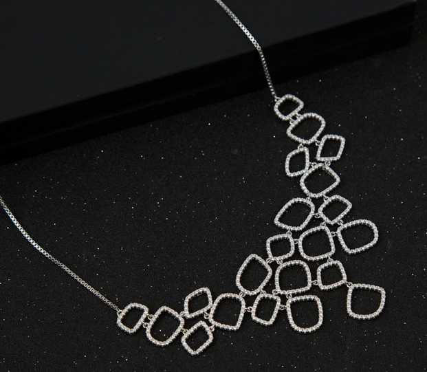 Hollow Design CZ Stone Jewelry set Wedding Necklace and Earring Set Manufacturer